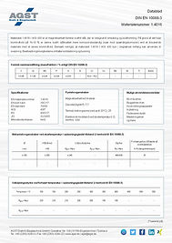 Datablad for rustfrit stål 1.4016 (AISI 430, X6Cr17) med tekniske egenskaber og link til PDF-dokument