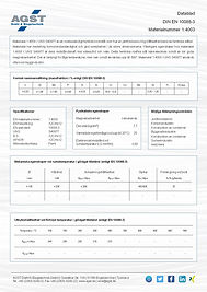 Datablad för rostfritt stål 1.4003 (UNS S40977, X2CrNi12) med tekniska egenskaper och länk till PDF-dokument