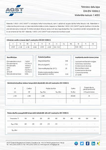 Tehniskā specifikācija ar īpašībām un parametriem nerūsējošajam tēraudam 1.4003 (UNS S40977 / X2CrNi12)