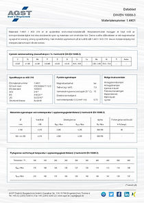 Datablad med egenskaper og spesifikasjoner for rustfritt stål AISI 316 (1.4401 / X5CrNiMo17-12-2)