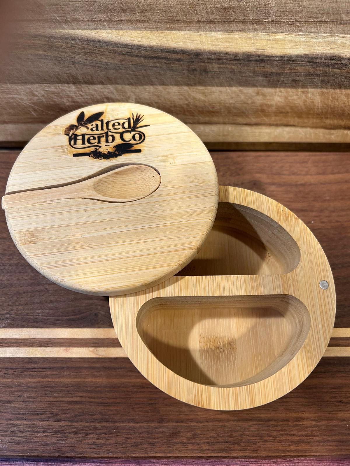 Double Bamboo Salt Cellar with Spoon