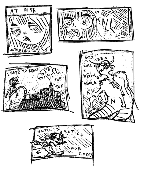 a black and white drawing with the words i have to reach the top