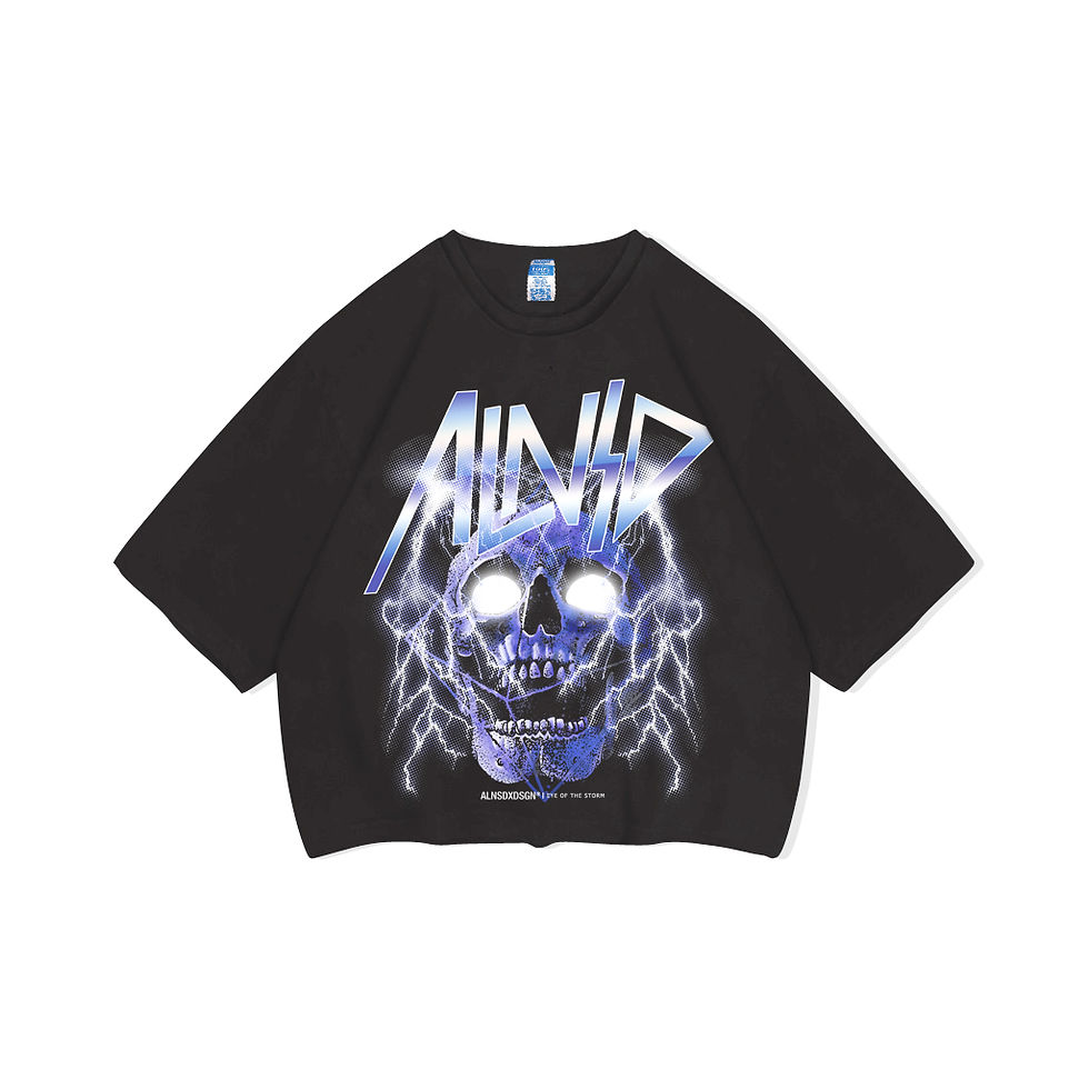 Thumbnail: Oversized Black Crop Tee Eye Of The Storm - ALNSD