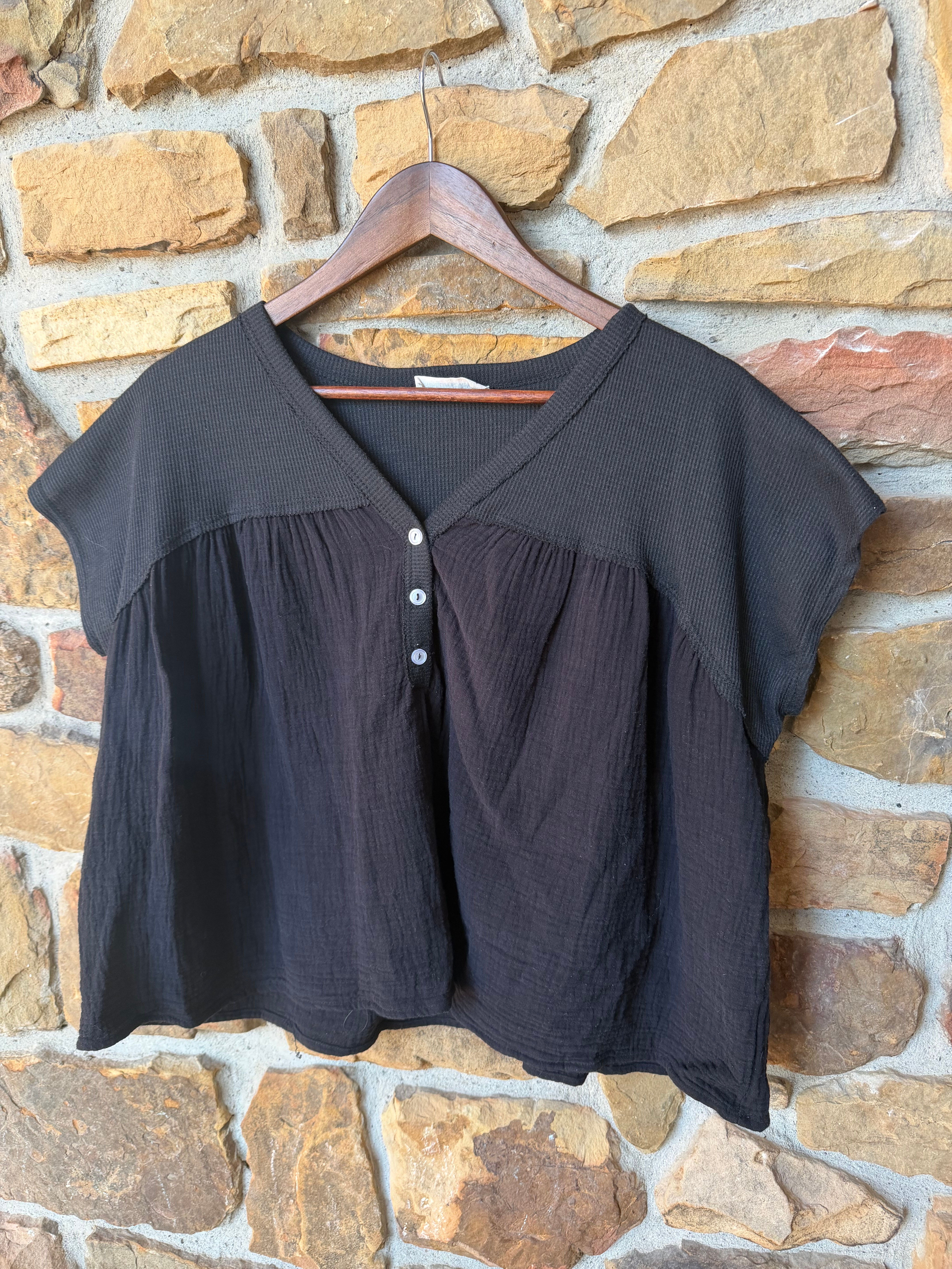 Black Linen Shirt- M