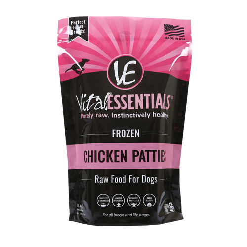 Vital Essentials Frozen Chicken Patties (6lbs) Mojo Dog Co