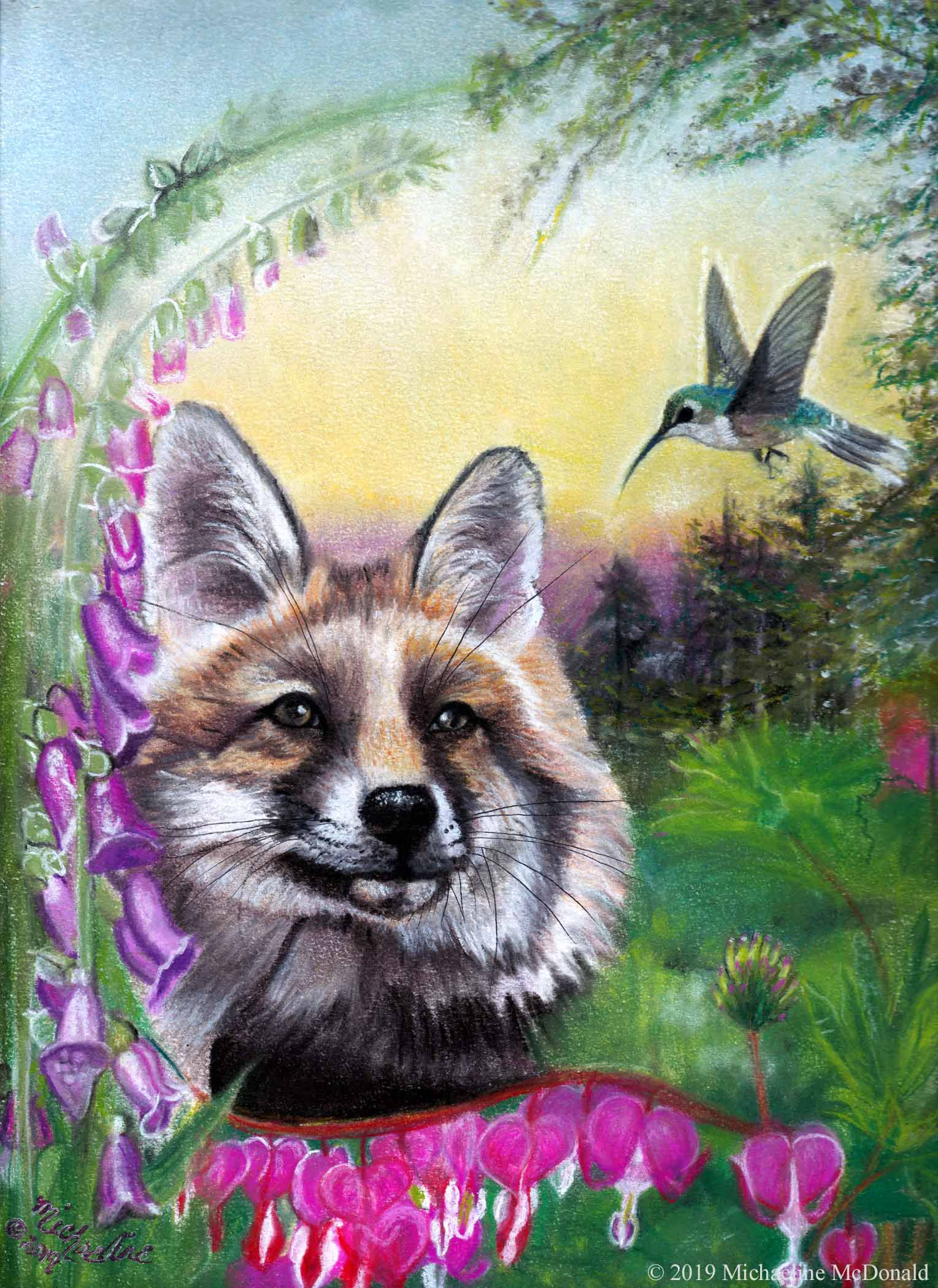 Fox Love - Fox and Hummingbird Original Painting