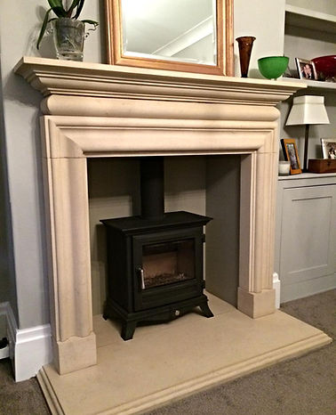 Hand carved Lincolnshire Limestone fireplace surround