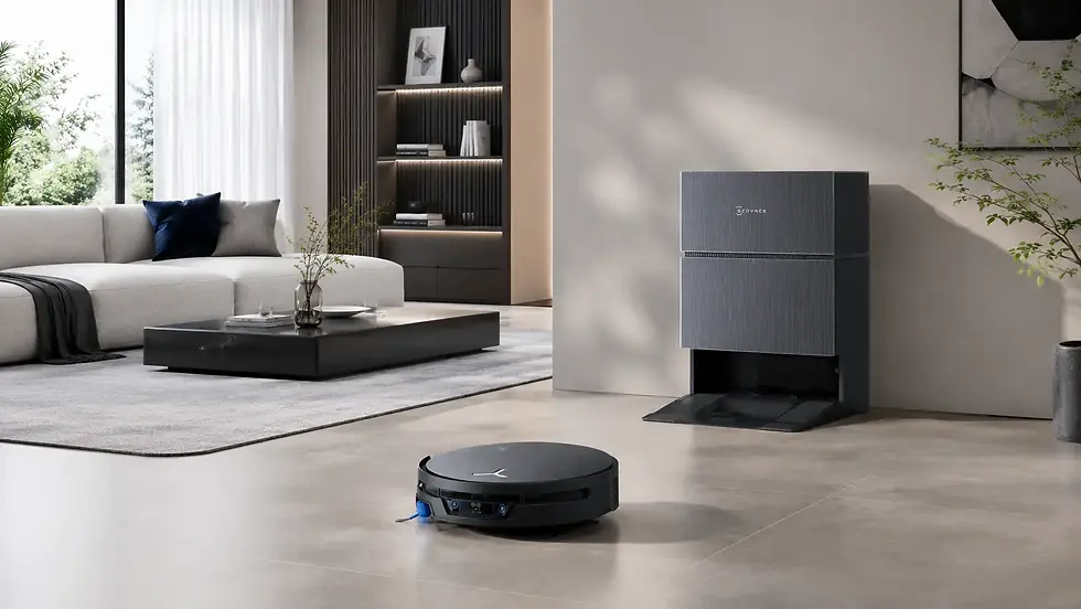 Ecovacs DEEBOT X12S Pro Robot Vacuum is working in the living room.