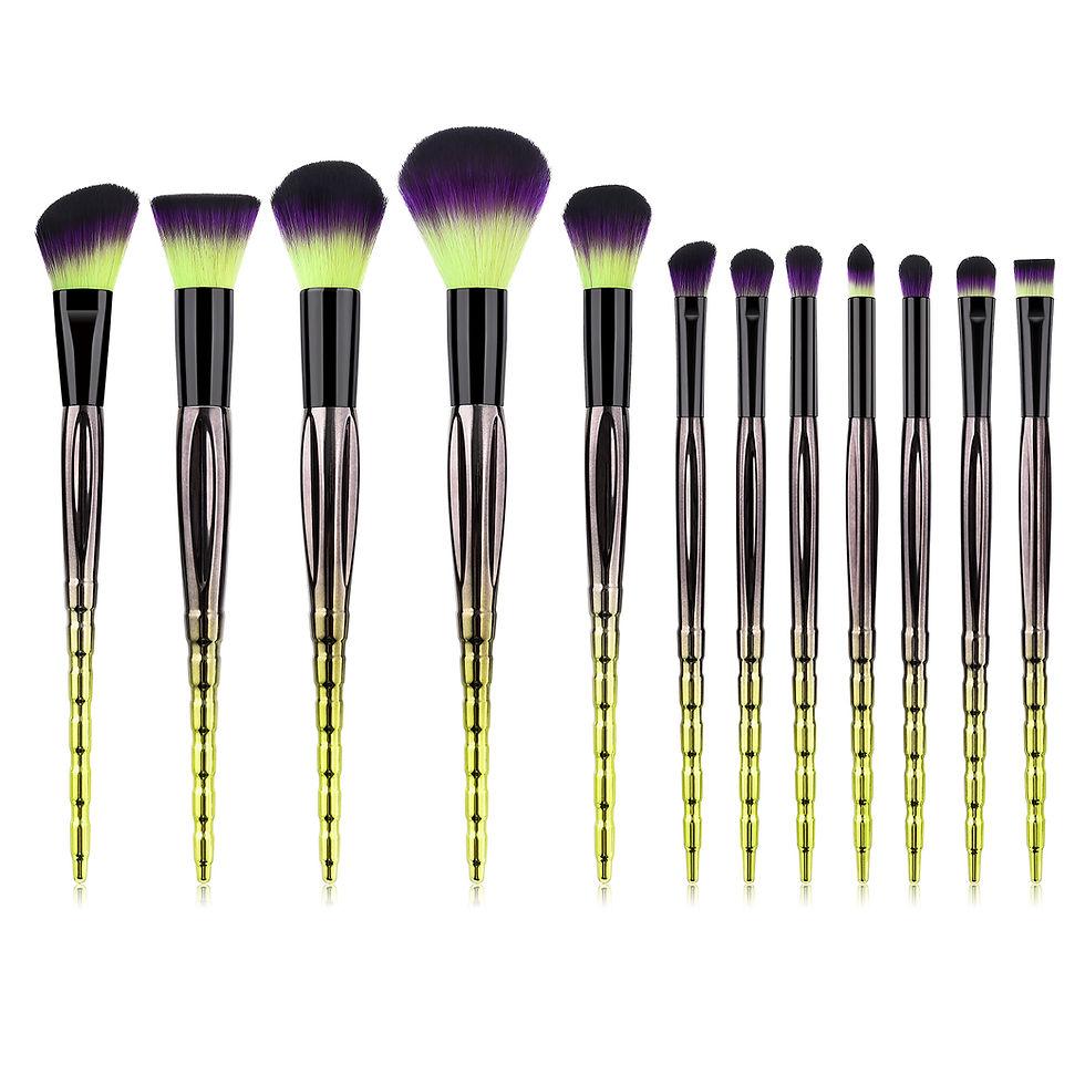 Thumbnail: Yellow - Natural Hair Makeup Brush 12 Pcs Set