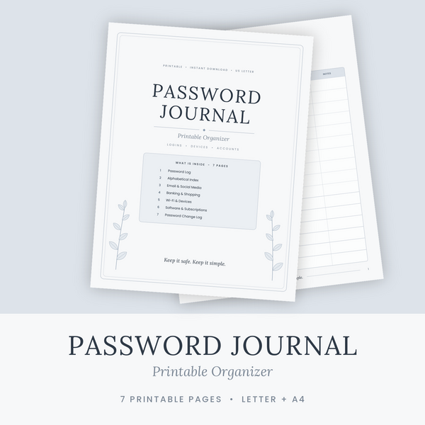 Password Journal printable
