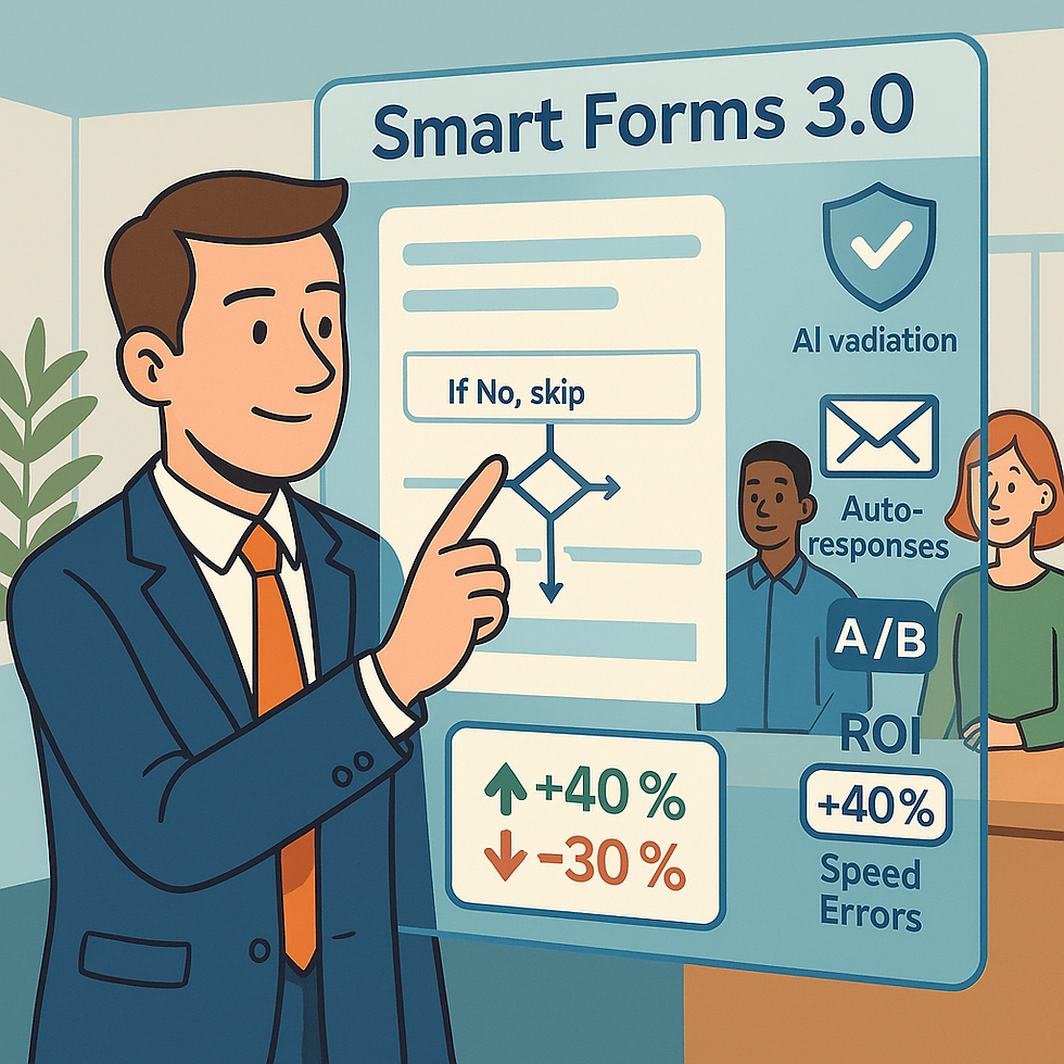 Smart Forms 3.0 illustration showcasing contextual logic and AI-powered validation.
