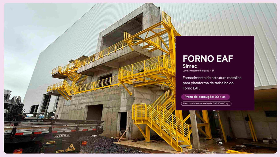 30.500 kg de estruturas metálicas em 30 dias.