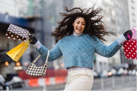 A girl happy about her shopping