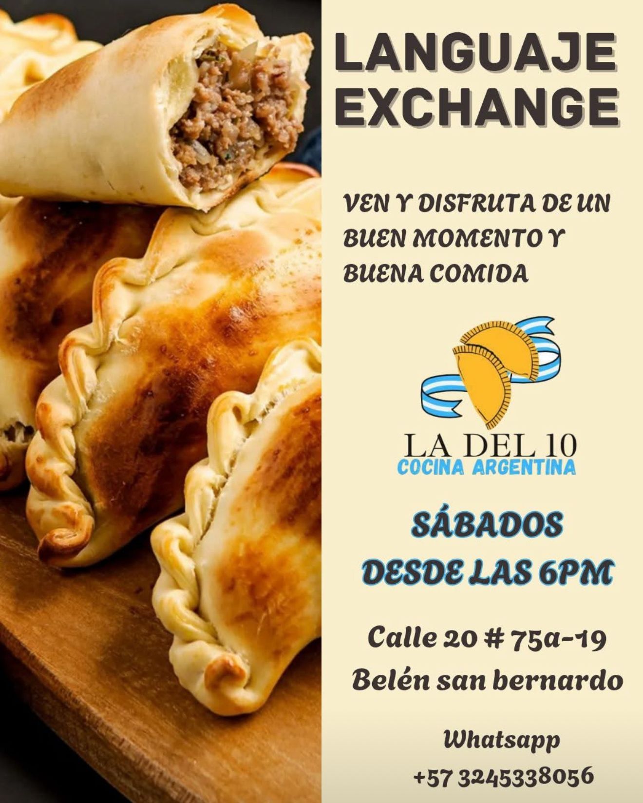INTERCAMBIO DE IDIOMAS CON COMIDA DE ARGENTINA