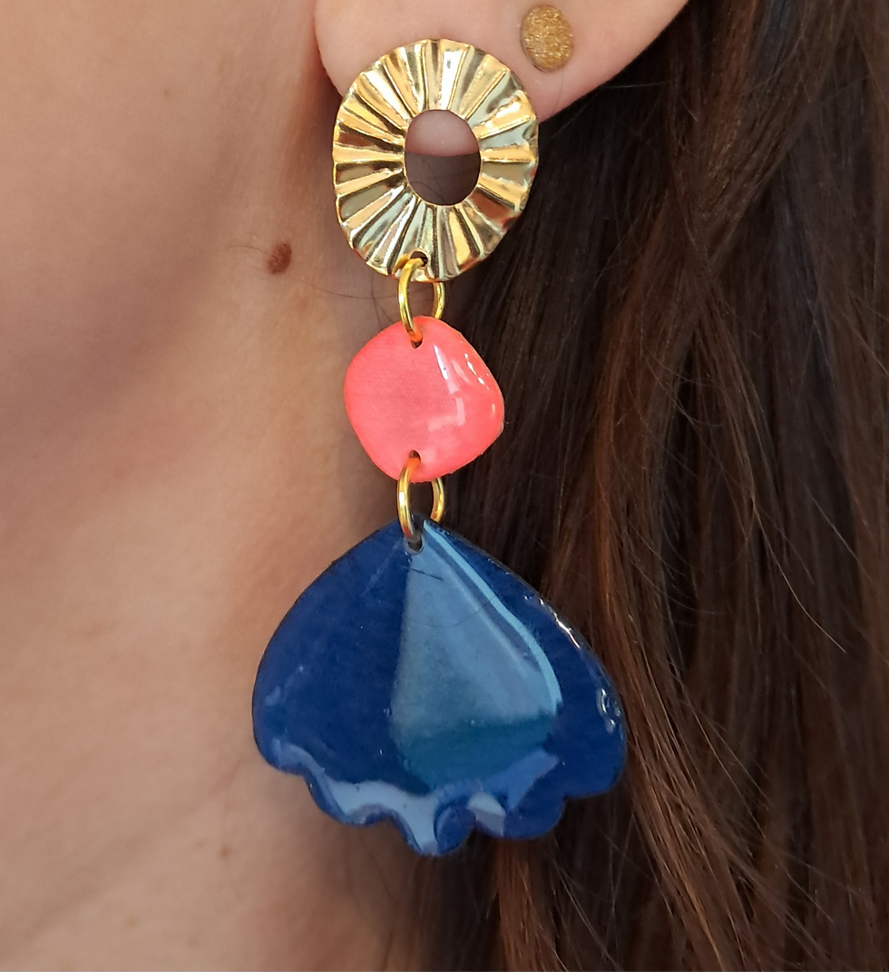 Miniature : Boucles d'oreilles Keremma coquillage bleu & rose