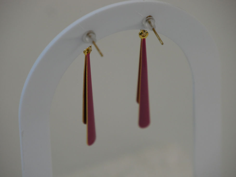 Miniature : Boucles d'oreilles Rondinara goutte fine rose & dorée
