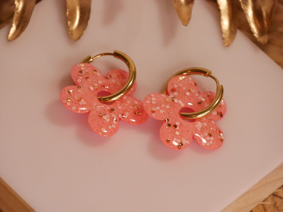 Miniature : Keramma fleur rose vif ou paillette