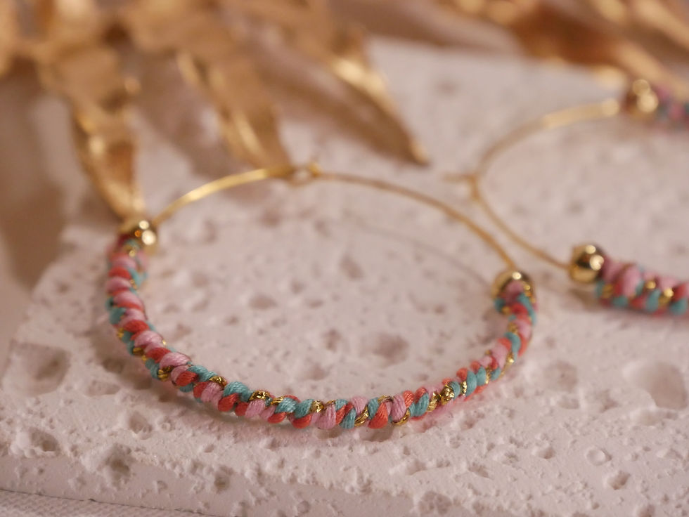 Miniature : Boucles d'oreilles Cayola bleu &rose