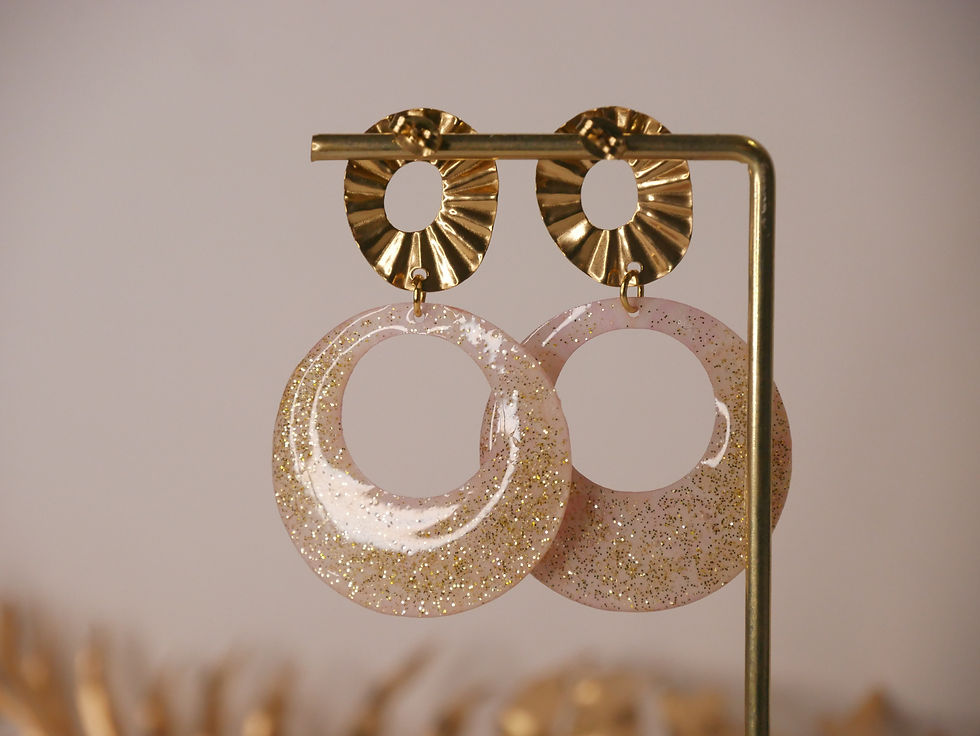 Miniature : Boucles d'oreilles Keremma rond troué impression palmier