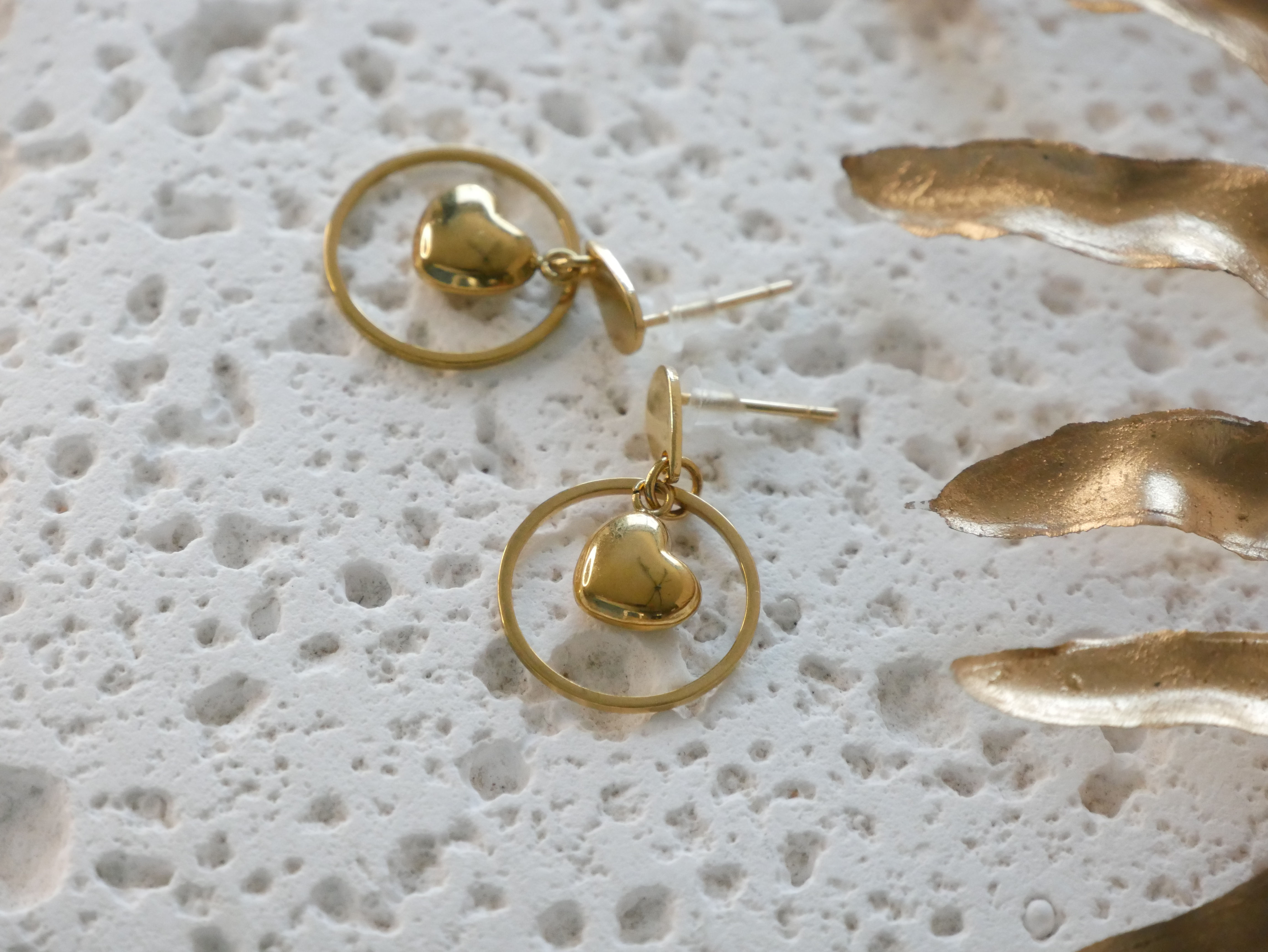 Boucles d'oreilles Rondinara rond fin coeur