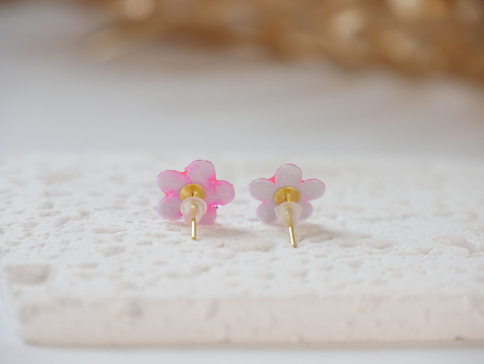 Miniature : Boucles d'oreilles Keremma petite fleur rose paillettes