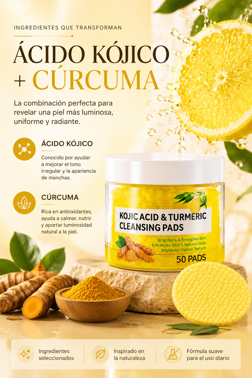 Paño Facial con Cúrcuma y Ácido Kójico