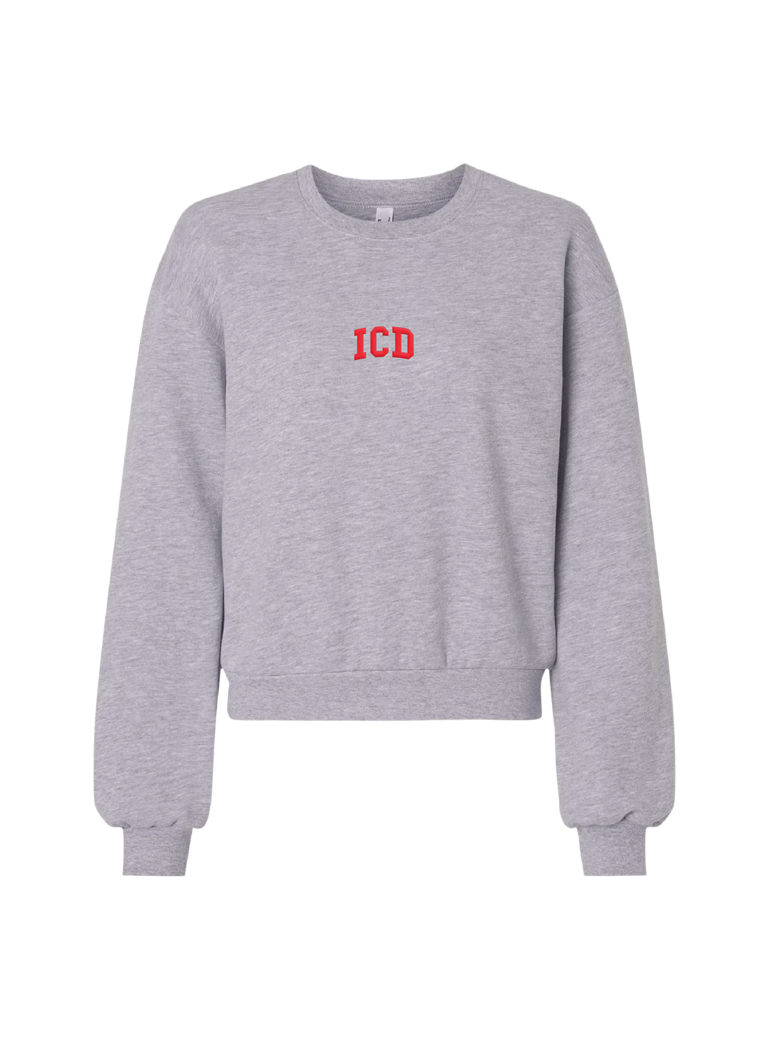 Embroidered ICD Grey Crop Crewneck