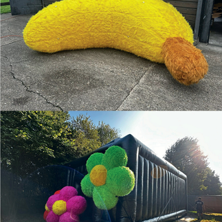 Aufblasbare Bananen-, Gemüse- und Obstfiguren (Deko)