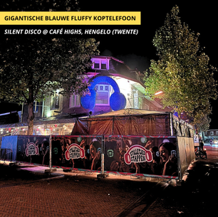 Fluffy opblaasbare blauwe hoofdtelefoon