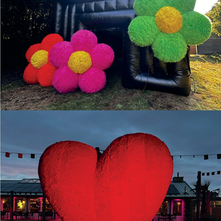 Flauschige Blumen und Herz