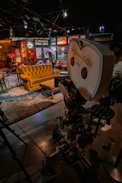 Behind the scenes image of a movie set.