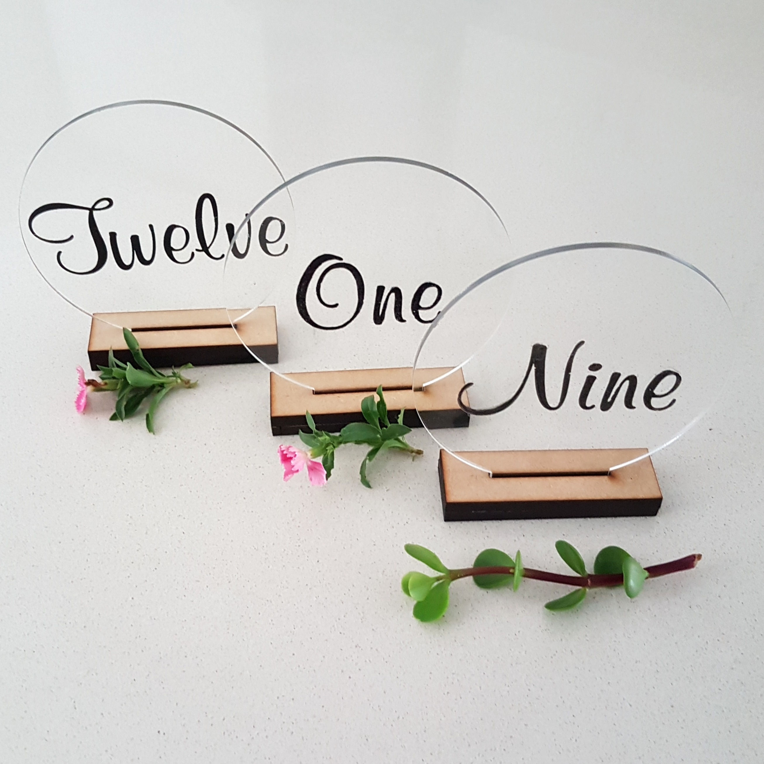 Table Numbers Perspex with Black Text