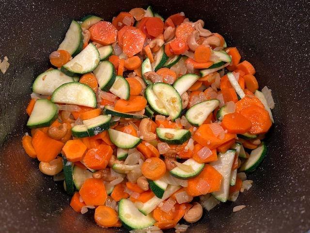 Sautéing veggies and cashews