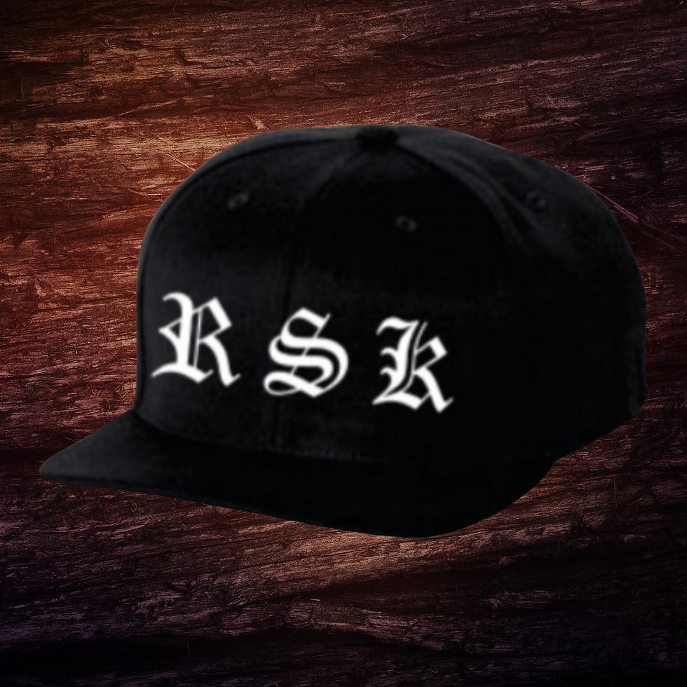 RSK BLACK with Reverse Brim Print | Flex Fit Hat | Snap Back Closure