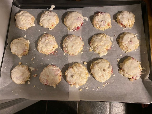 Scones brushed with cream