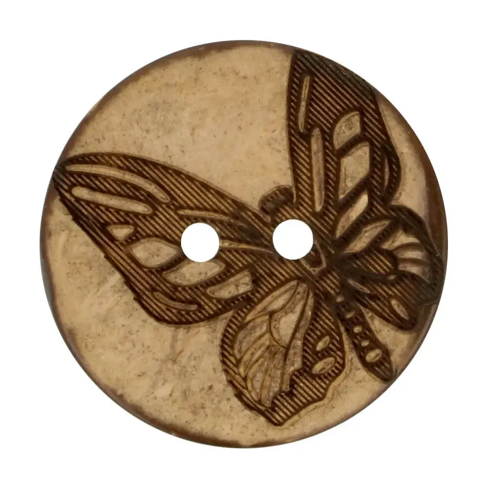 Button Coconut Lasered Butterfly 25.0mm - 5646-40