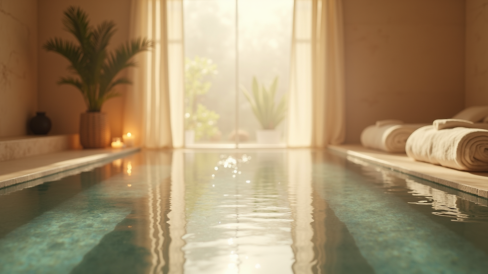 Close-up view of a serene spa room with soft lighting