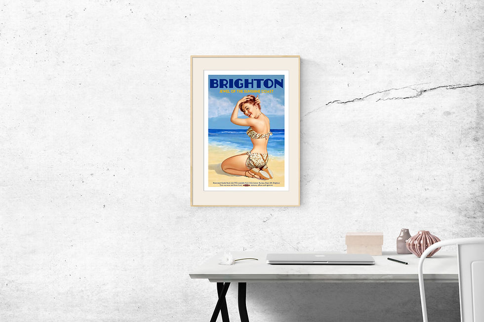 Thumbnail: Brighton Beach Pin Up Vintage Railway Poster Print