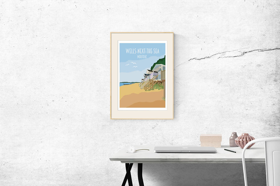 Thumbnail: Wells-next-the-Sea Beach Huts Poster Print