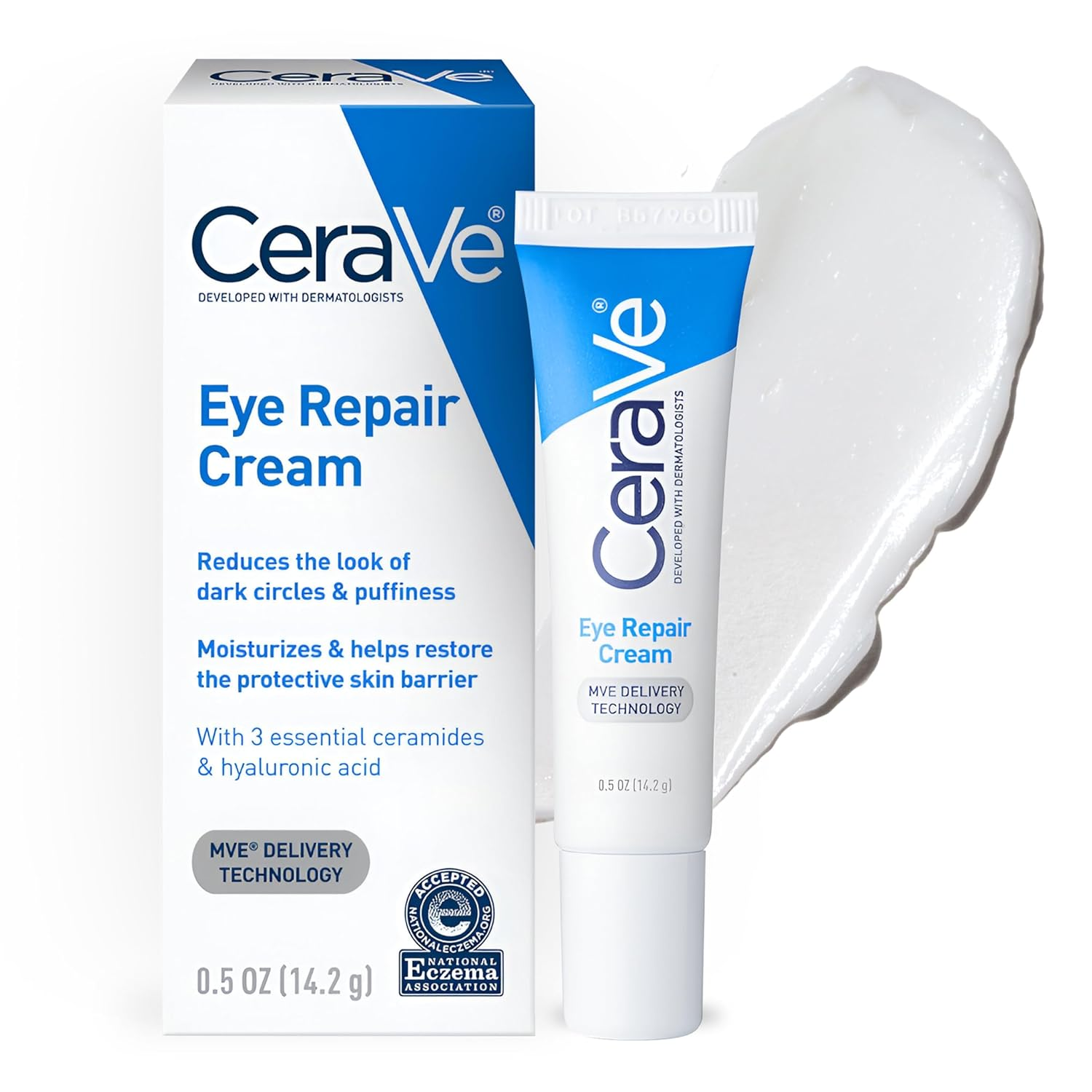 CeraVe Eye Repair Cream Under Eye Moisturizer With Hyaluronic Acid Niacinamide M