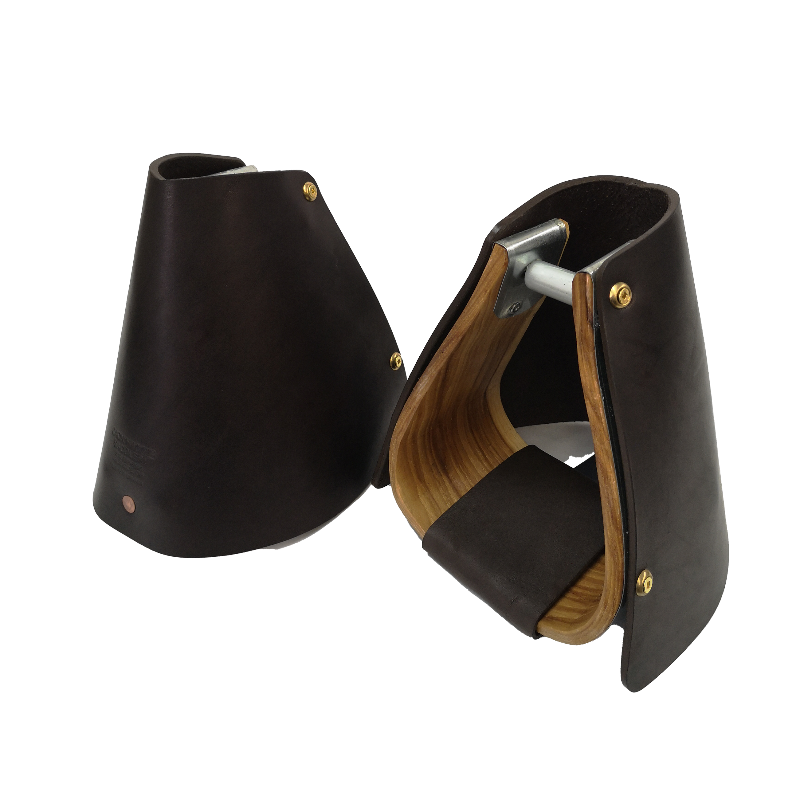 Hooded Oversized Wooden Military Stirrups - Pair