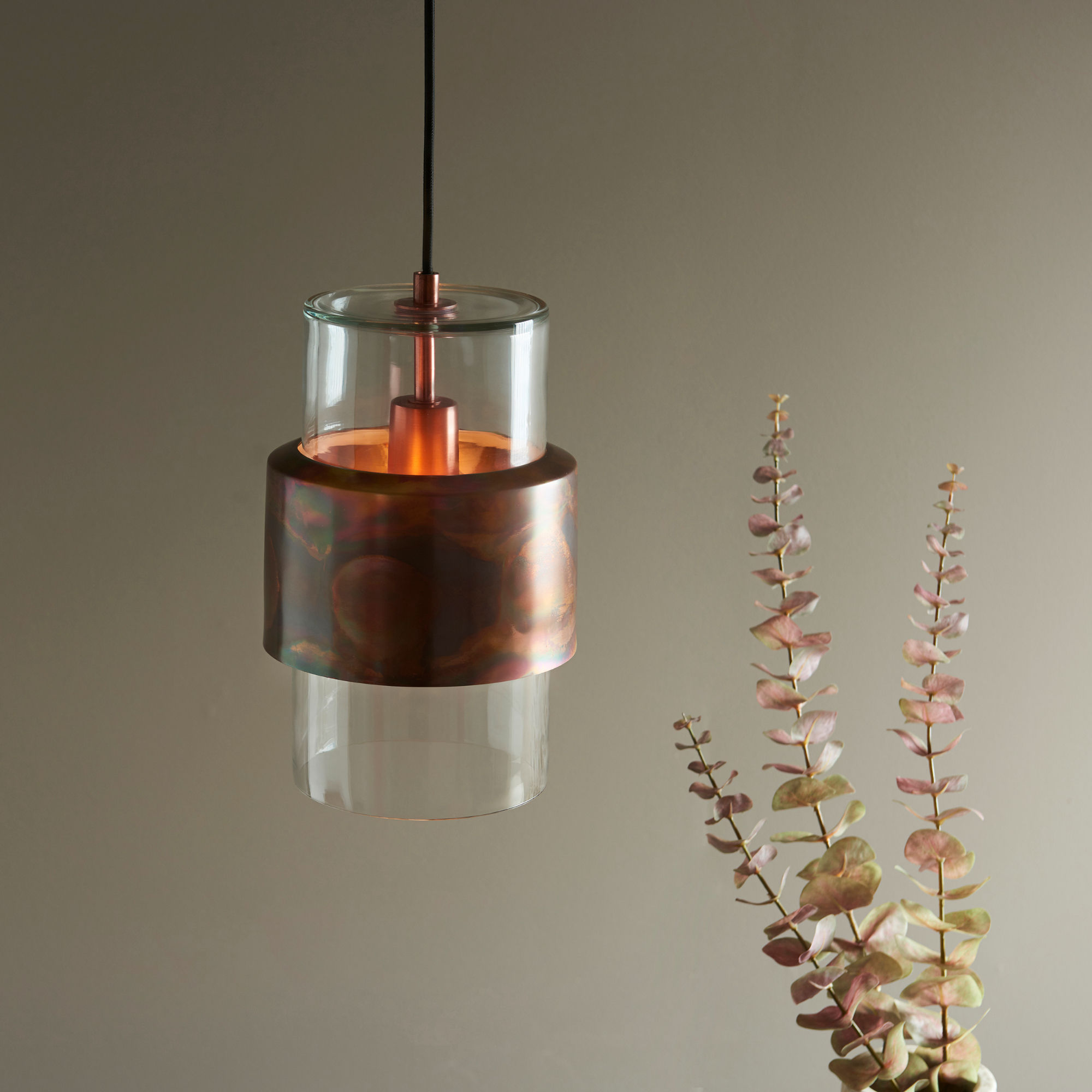 Dhara Copper & Glass Pendant Ceiling Light