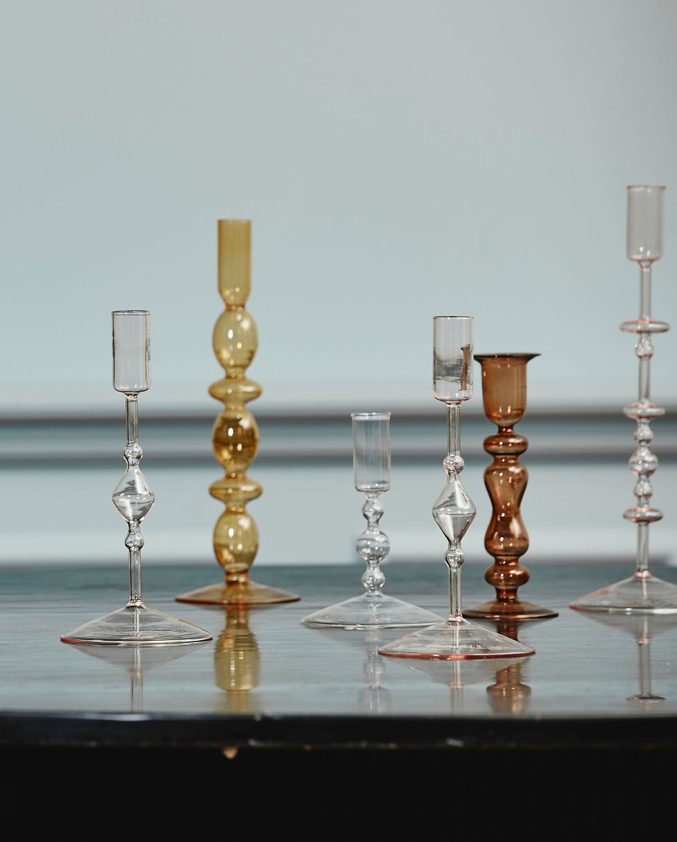 Amber Chiros Handmade Glass Candlesticks