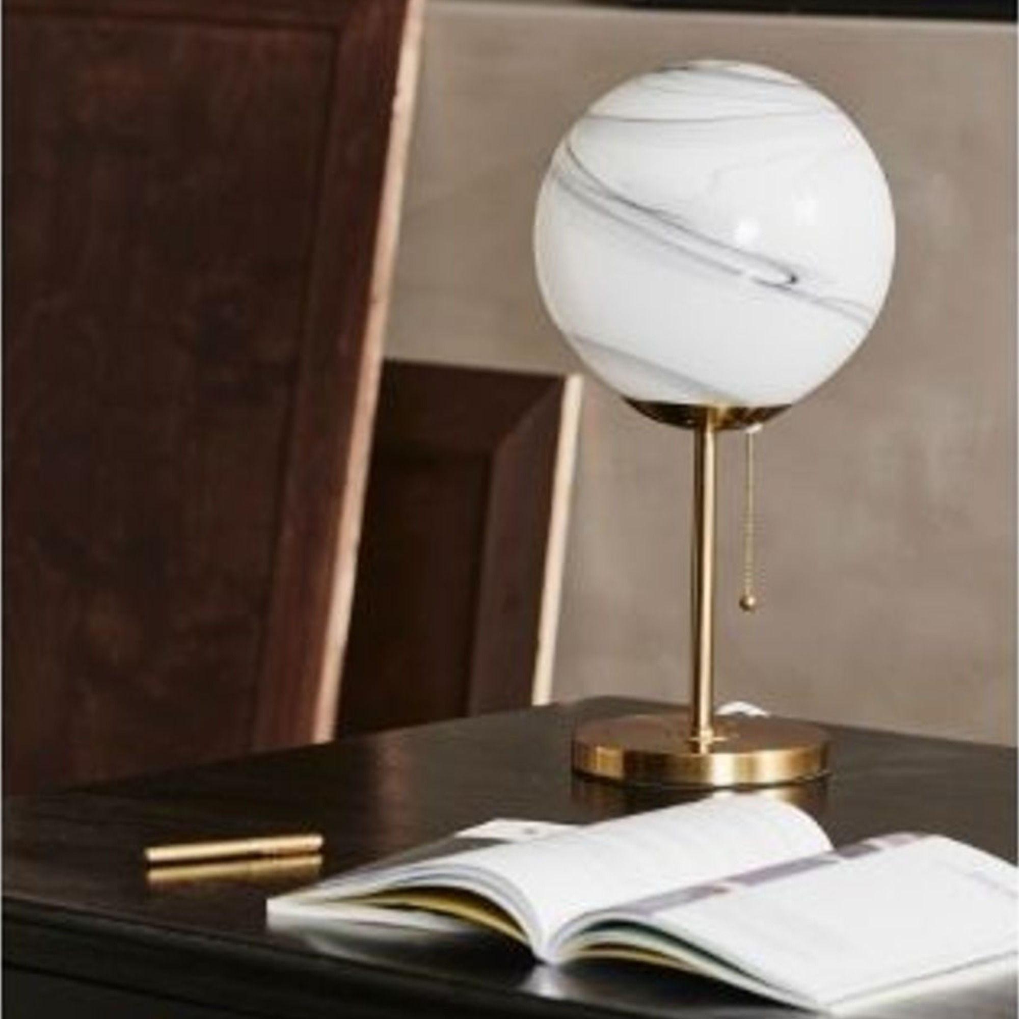 Fauna Marbled Glass Globe Table Lamp