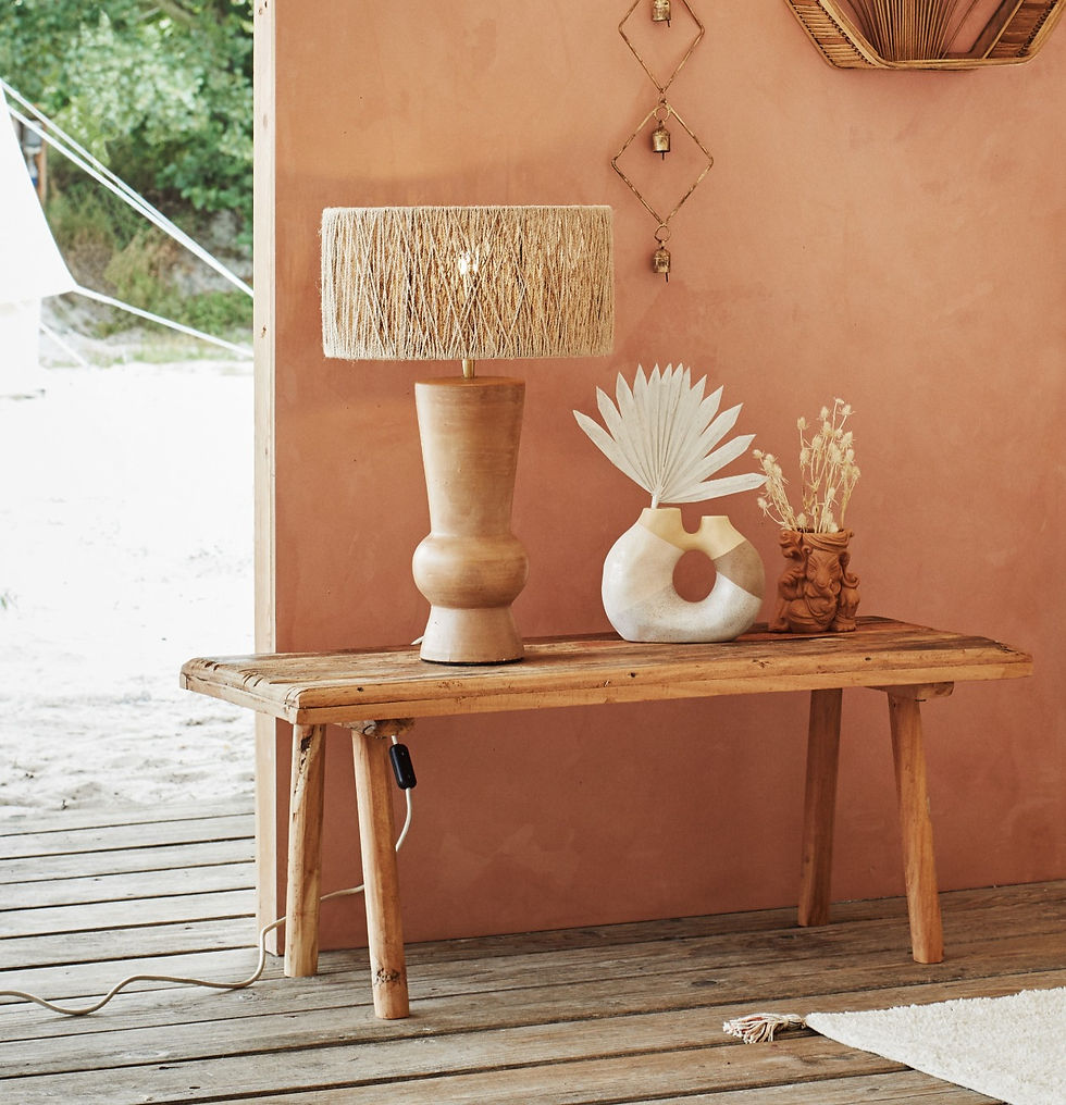 Madam Stoltz Terracotta Lamp with Woven Jute Shade