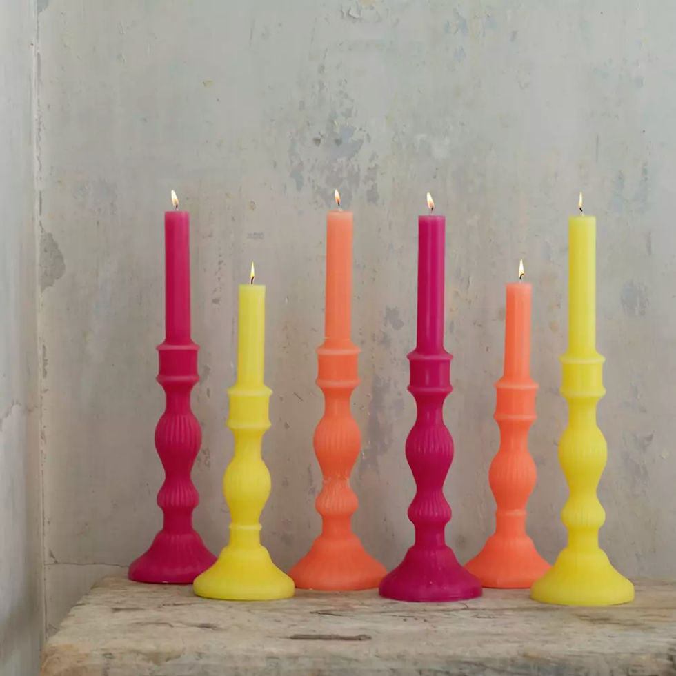Candlestick Shaped Candle Fuchsia Lemon Coral