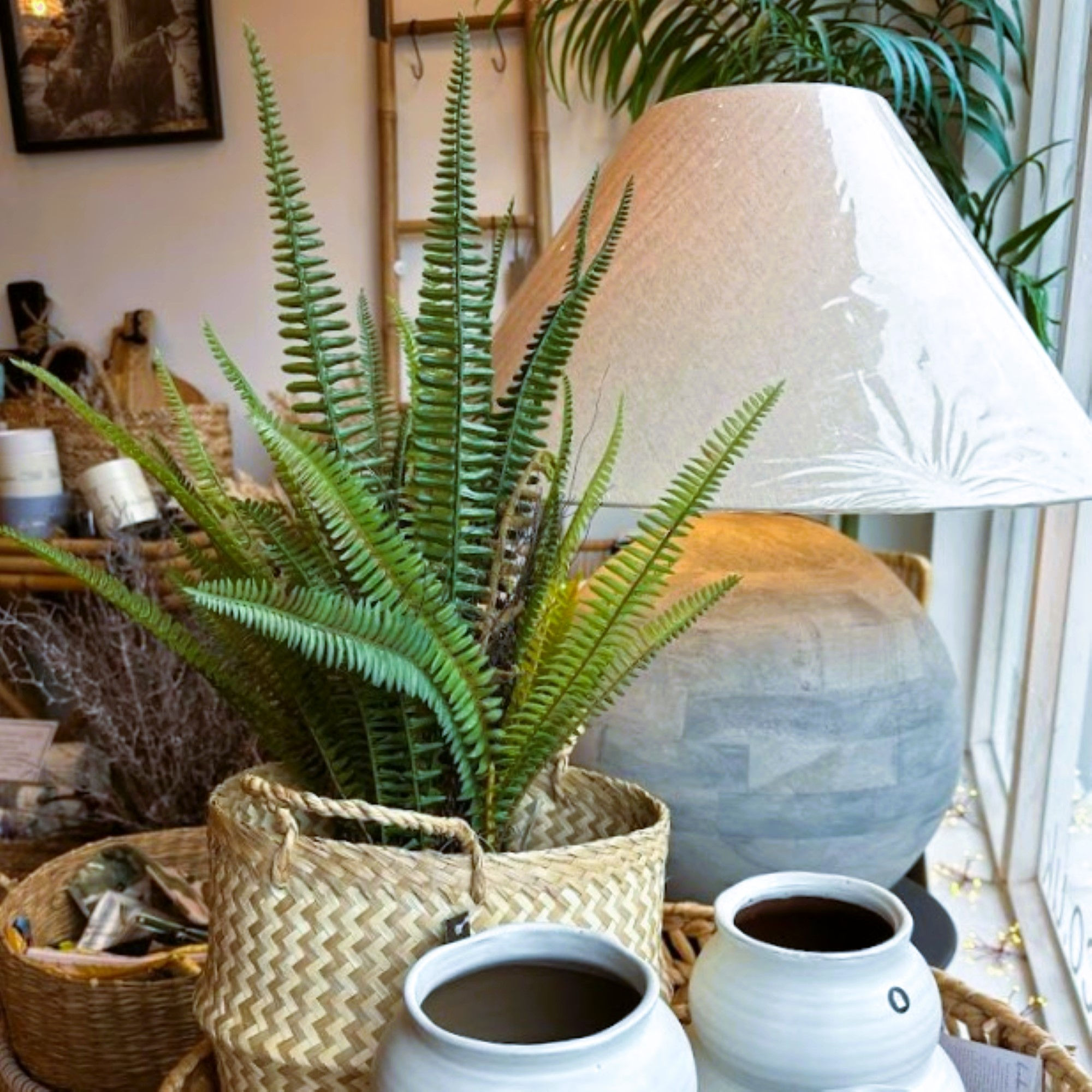 Mister Biggie Large Grey Wash Wooden Lamp with Linen Shade