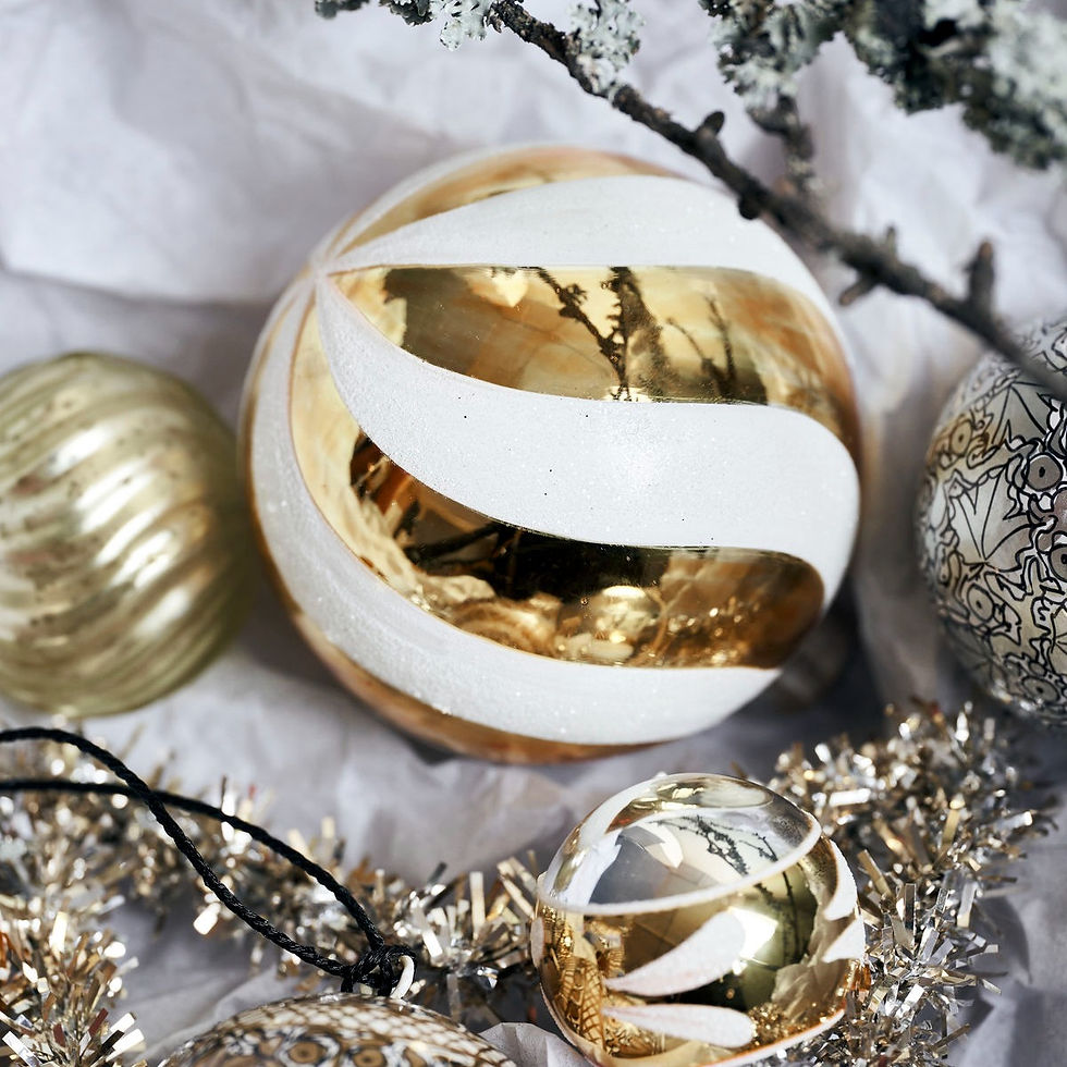 Glowi Large Gold, White & Silver Baubles - Set of Six