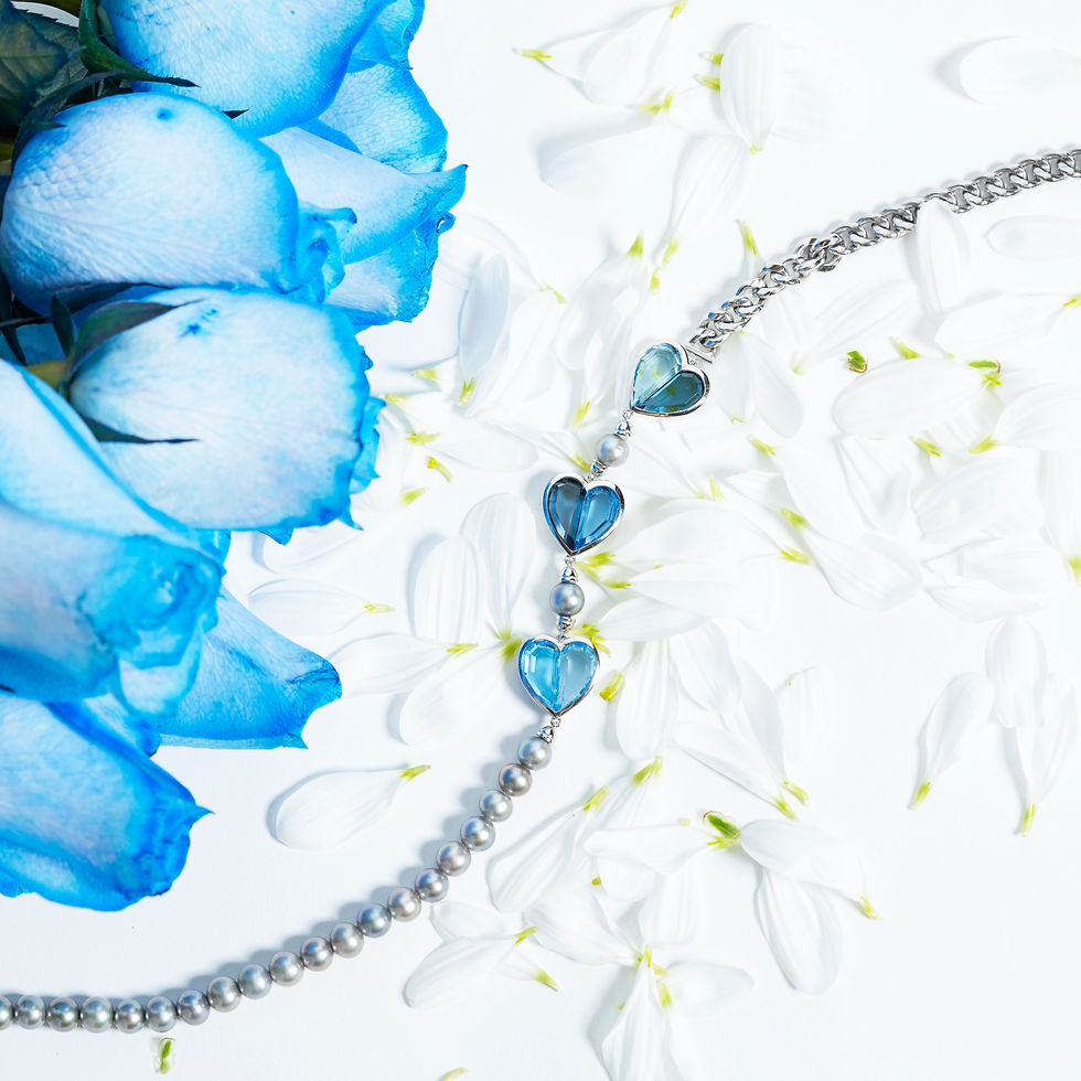 Thumbnail: Three's a Crowd Blue Love Necklace