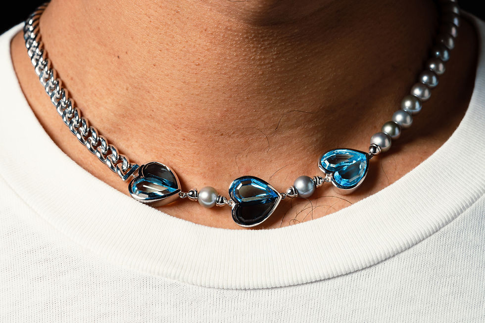 Thumbnail: Three's a Crowd Blue Love Necklace